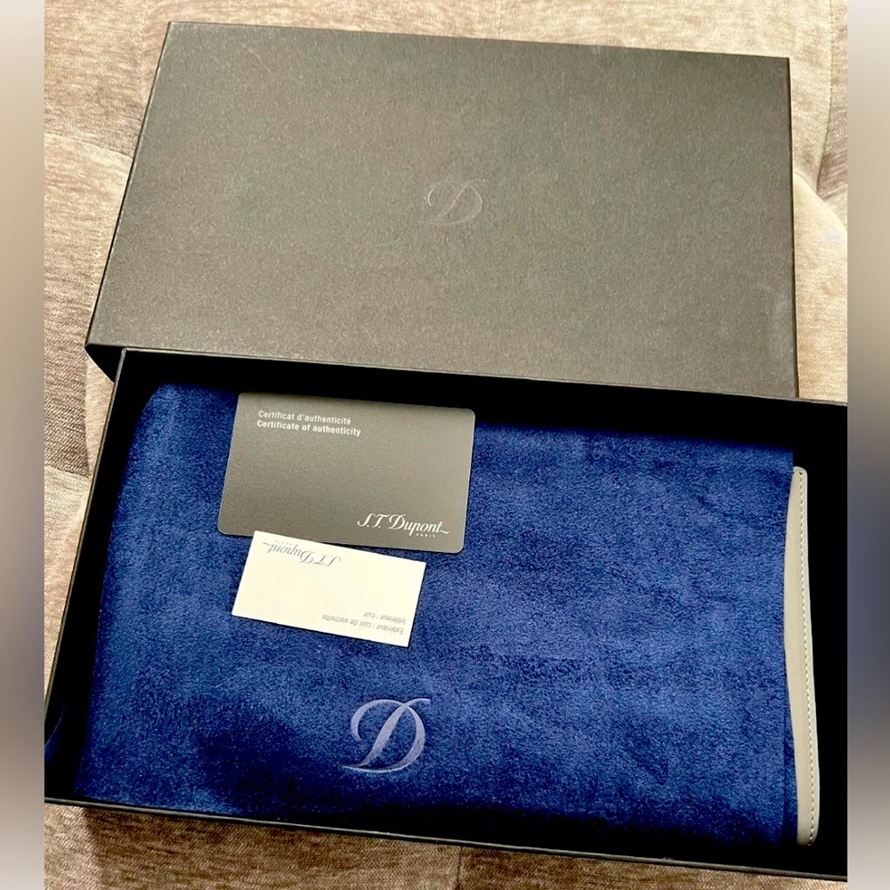 S.T. DuPont D-line SLG Grey & Blue Leather Travel Case